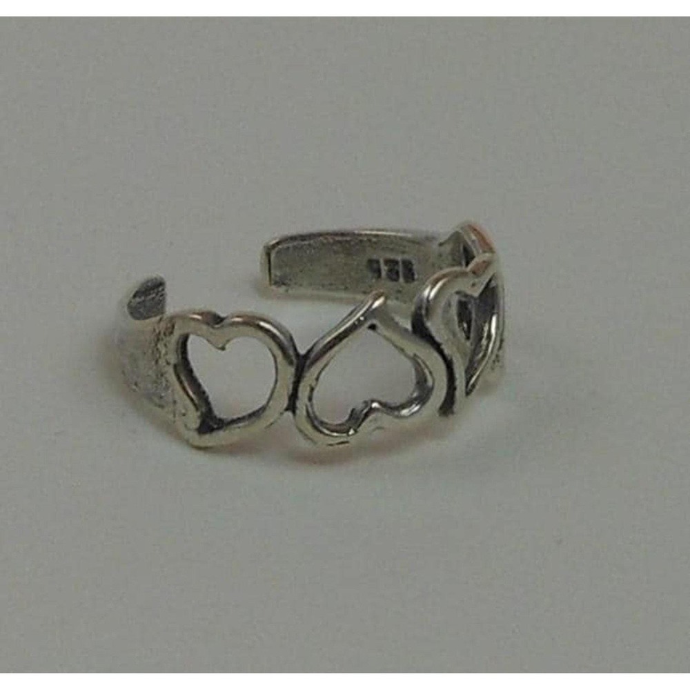 Vintage 90s Sterling Silver Hearts Toe Ring - NOS Boho Jewelry from Thailand 925 - Picture 4 of 7